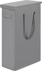 Chrislley 60L Slim Laundry Hamper with Lid Narrow Laundry Basket with Handle Upgrade Foldable Dirty Clothes Hamper Portable Skinny Hamper Organizer Storage Bins (25.6 inches, grey)