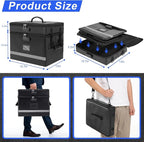 2 Layer File Box with Lock, Portable Document Organizer Box with Handle, Fireproof File Box for Home Office, Legal File Organizer Storage