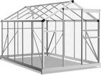 Vasitelan 6 x 10 FT Outdoor Greenhouse, Polycarbonate Greenhouse with Aluminum Frame for Backyard, Green Houses for Outside Garden Backyard, Patio (Silver)