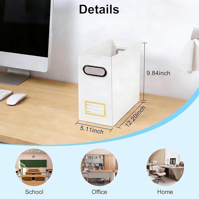Collapsible File Organizer Box with Handle,12.20x5.11x9.84Inches, Filing Organizer for Home or Office, Small Portable File Box (2 Packs, White-Yellow)