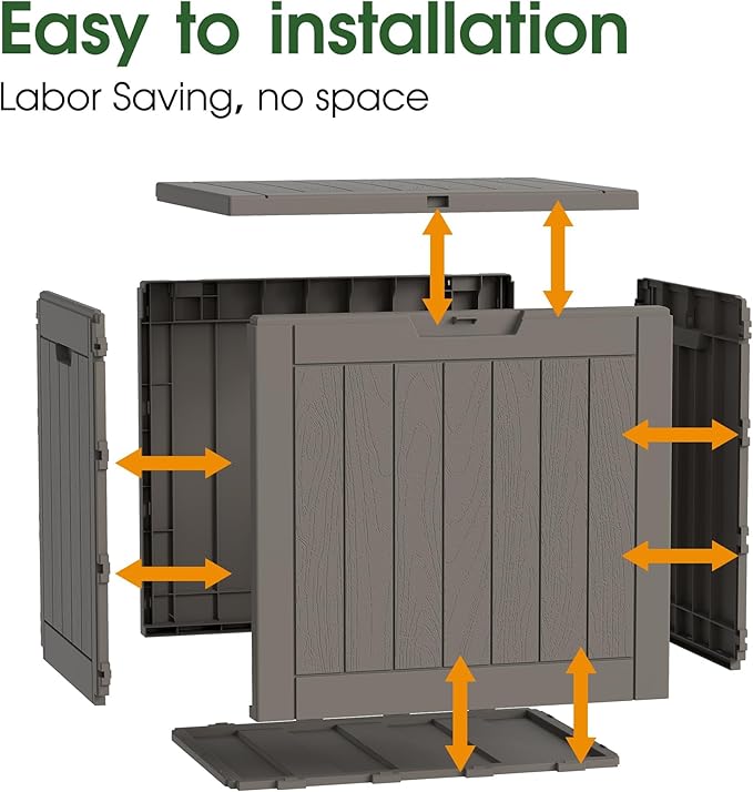 Outdoor Storage Box, Resin Deck Boxes Indoor and outdoor, Waterproof Storage Box Lockable Lid (Grey,35 Gallon-2Pack)