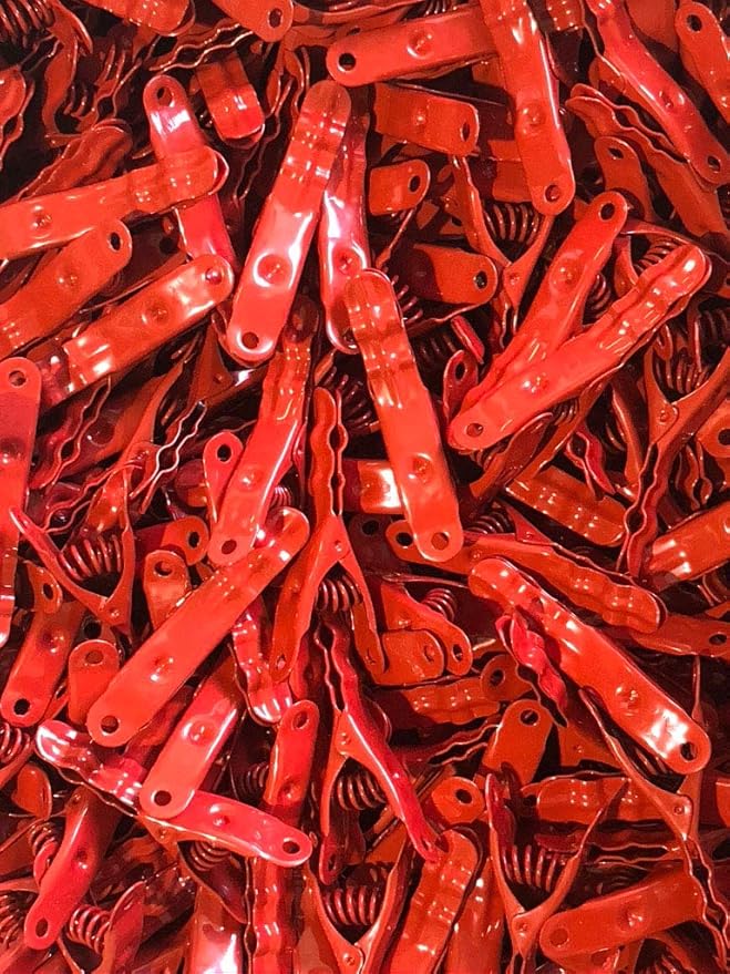 Extreme Clothespins | Chili Pepper Red Color | Solid 304 Stainless Steel - 20 Pack | Heavy Duty | Anti-Rust | Laundry Pins | Clothes Pins | Chip Clips | Lifetime Product | No Plastic | Made in Italy