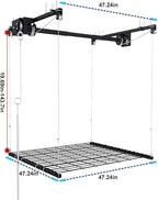 4x4 Garage Ceiling Storage Racks With Crank Lift, Garage Overhead Storage Racks For High Ceilings 10–12 Ft, 250 Lbs Load Capacity, All-Steel Frame, Garage Organization System (4 x 4)