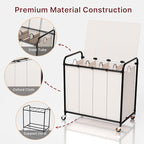 4-Compartment Laundry Cart with Lockable Wheels & Lid 180L Large Wheeled Laundry Basket Heavy-Duty Sorting Organizer for Laundry Room (White)