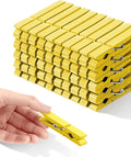 Colored Clothespins, Colorful Clothes Pins Wooden Clips Rainbow Colors 50 Pack Decorative Crafts Pegs Photos Pictures Decoration Clip Clothing Hanging Closepins, 2.83 Inch (Yellow)