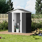 Heavy-Duty Outdoor Garden Shed with Aluminum Alloy Frame, Hinged Door, and Stable Foundation for Secure Storage (5x3 Feet Grey with Metal Base)