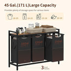 Heybly Laundry Hampers, 3 × 15 Gal (171 L) Laundry Basket with Large Desktop Sorter for Laundry Room Organization, Bathroom and Dorm Laundry Bags on Storage Shelf, Rustic Brown HLH003SR