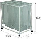 3-Bag Mesh Rolling Laundry Sorter Cart (Soft Silver), Easy Roll Casters, Space-Saving & Durable, Perfect for Bedroom & Laundry Room Easy-Sort Use