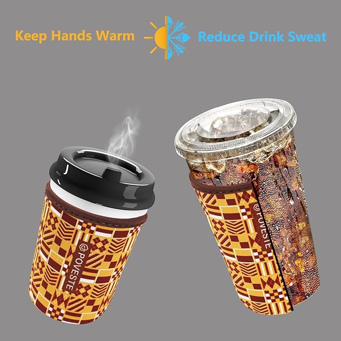 Reusable Neoprene Insulator Sleeve for Iced Coffee & Cold Soda, Coffee Sleeves for Iced & Hot Drinks, Cold Beverage Cooler Compatible with Starbucks, Dunkin (Team GFD, Medium: 22-24oz)