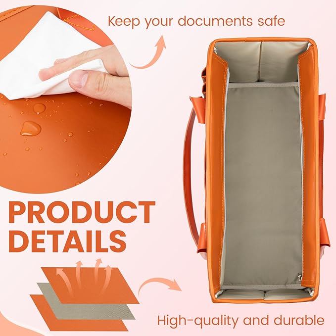 File Tote Bag, Portable File Organizer Box Hanging Filing Box Desktop File Folder Document Storage Organizer with Pockets and Handles