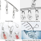 Stainless Steel Laundry Drying Rack Clothes Hanger with Windproof Hook,Underwear Hanger,Clothes Hangers with 8 Clips for Drying Socks,Diapers,Baby Clothes (3 Pack)