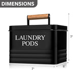 Calindiana Modern Farmhouse Metal Laundry Pods Holder with Lid - Space Saving Organization, Holds 81 Pods, Black