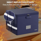 ENGPOW 5200°F File Box Fireproof Document Box with Lock,Heat Insulated Collapsible File Storage Organizer Box with Handle,Portable Home Office File Cabinet for Hanging Letter/Legal Size Folder, Blue