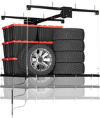 Overhead Garage Lifting Storage Rack, Maximize Your Garage Storage with Our 4x4 Ft Heavy-Duty Ceiling Storage Rack System, Supports 350 lbs, Adjustable & Easy to Install for Optimal Organization