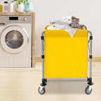 Commercial Laundry Cart with Wheels,Folding Laundry Hamper Cart,Heavy Duty Rolling Laundry Basket with Large Capacity,Laundry Sorter Trolley for Home Hotel Apartment (Yellow, 23.62 * 19.69 * 23.62in)