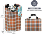 Orange Plaid Laundry Basket for College Dorm,50L Collapsible Portable Laundry Hamper Storage Basket for Toys Clothes Organizer