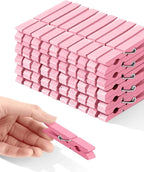 Clothes Pins, Pink Colored Wooden Clothespins for Baby Shower Game, Wreath, Crafts, Strong Grip Close Pins Birchwood Clips Clothespin Clothing Pegs for Hanging Clothing Photos, 2.83 Inch, Pack of 50