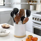 Extra Large Porcelain Like Kitchen Cooking Utensil Holder, 360° Rotating Utensil Crock, 7.2" Unbreakable for Countertop, for Farmhouse Kitchen Decor with Rotatable and Detachable Base
