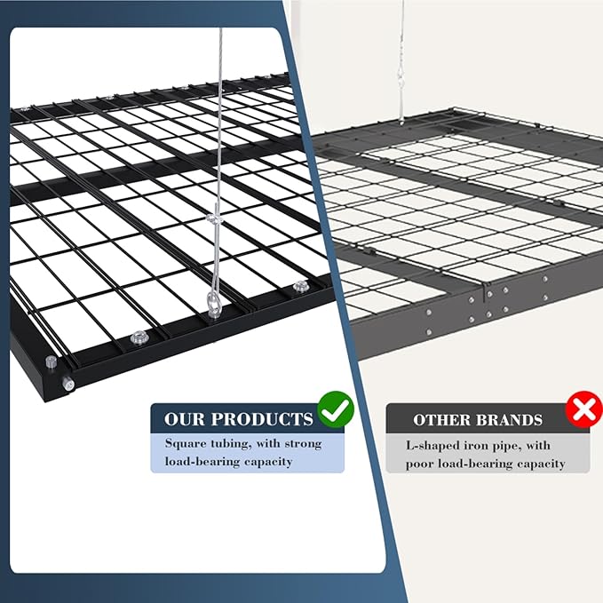 Garage Storage Lift,Overhead Garage Storage Rack,4x8 FT Ceiling Storage Racks for 10-12 FT, 325LBS Capacity All-Steel Construction with Safety Lock (8 * 4)