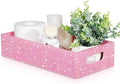 Honeydak Bling Rhinestone Bathroom Basket with Handle 13" x 6" x 3" Toilet Tank Tray, Crushed Diamond Bathroom Decor Accessories, Back of Toilet Storage Organizer, Sparkly Gifts for Women(Pink)