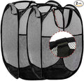 Pop Up Laundry Hamper Mesh Laundry Basket Collapsible Laundry Basket with Wide Opening Durable Hamper Bag for Clothes Storage (Black,2-PACK)