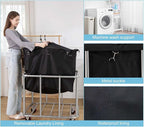 Laundry Cart Commercial Black,11.35 Bushel Large Industrial Rolling Laundry Hamper with 4 Inch Wheels,Household Heavy Duty Laundry Baskets with Stainless Steel Frame, 260 LBS Weight Capacity