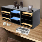 12 Compartments Paper Organizer for Desk, Desk Literature Organizer, Student Mailbox for Classroom, Desktop Bill Paper Storager File Sorter for Home Office Classroom(Black)