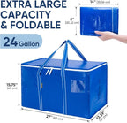 BALEINE 6-Pack Oversized Moving Bags with Reinforced Handles, Heavy-Duty Storage Tote for Clothes, Moving Supplies (Royal Blue, 6-Pack)