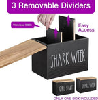 Tampons Holder for Bathroom, Pad and Tampon Organizer with Tray Lid, Wooden Feminine Product Shark Week Tampon Storage Organizer, Bathroom Accessories Small Storage Box - Black