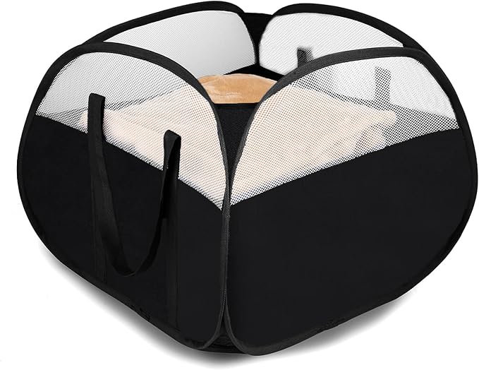 Laundry Basket with Handles 90L, Collapsible Laundry Baskets, Foldable Laundry Basket, Tear-proof Dirty Clothes Pop Up Hampers for Laundry, Bedroom, Bathroom, Dorm, Kids Room, Travel or Campout Black