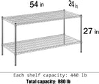 24" Deep x 54" Wide x 27" Height Wire Shelving Kit | 2-Tier | NSF Commercial Storage Rack Unit