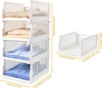 Pull-out Plastic Storage Basket,Stackable Closet Organizers Drawer Anti-Tipping, Reinforced Stable Shelf Container for Bathroom Laundry Room Storage, Space-Saving Clothes Storage (White, 4L)