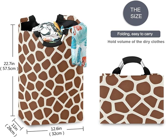 Giraffe Skin Laundry Basket for College Dorm,50L Collapsible Portable Laundry Hamper Storage Basket for Toys Clothes Organizer