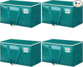 StorageRight Moving Bags-Heavy Duty Moving Boxes, Storage Totes with Zipper, Reinforced Handles and Tag Pocket-Collapsible Moving Supplies for moving, Storage and Travel 93L(Green-4 Pack)
