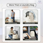 LFH Home Cotton Canvas Large Laundry Bag with Handle, Heavy Duty Drawstring Closure Washable Laundry Bags, School Travel, Home, Hotel, College Dorm, Organizer Sack, Toy Clothes 28x40 (Pack of 4)-White