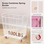 Hoctieon 2 Section Laundry Sorter Cart, 400L Rolling Hamper with Wheels, Industrial Laundry Basket Organizer, Extra Large Dirty Clothes Hamper for Home & Hotel, Heavy Duty, Pink+Beige