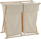Household Essentials 6786-1 Collapsible Double X-Frame Laundry Hamper Sorter with Fold Over Lid , White