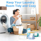 3+1 Pack Laundry Pods Containers & Dryer Sheet Holder & Laundry Detergent Dispenser, Laundry Room Organization and Storage Jars with Lids, Labels and Scoops for Scent Booster, Powder, Pods
