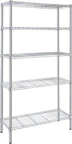 Simple Deluxe 5-Tier Storage Shelves, 35.83" W x 13.98" D x 71.7" H Wire Metal Shelving Unit, 1250 Lbs Loading Capacity, Chrome