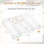 1 Pcs Acrylic Desk Drawer Organizer 9'' up to 17'' x 15'' x 2.1'' Expandable Drawer Organizer Trays with 9 Adjustable Compartments Clear Desk Accessories for Makeup Office Bathroom