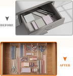 1 Pcs Acrylic Desk Drawer Organizer 9'' up to 17'' x 15'' x 2.1'' Expandable Drawer Organizer Trays with 9 Adjustable Compartments Clear Desk Accessories for Makeup Office Bathroom