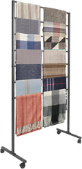 7-Tier Movable Scarf Organizer Holder Accessory Display Stand, Freestanding Metal Organizer Rack for Retail Stores, Towel, Belts, Ties, and Pants