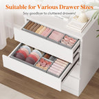 Lifewit Drawer Organizer Clothes for Closet 48 Pack, 3 Sizes Underwear Wardrobe Drawer Dividers, Fabric Foldable Dresser Storage Organizer Bins for Sock/Bra/Lingerie/Undies, Light Gray