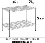 21" Deep x 36" Wide x 27" Height Wire Shelving Kit | 2-Tier | NSF Commercial Storage Rack Unit
