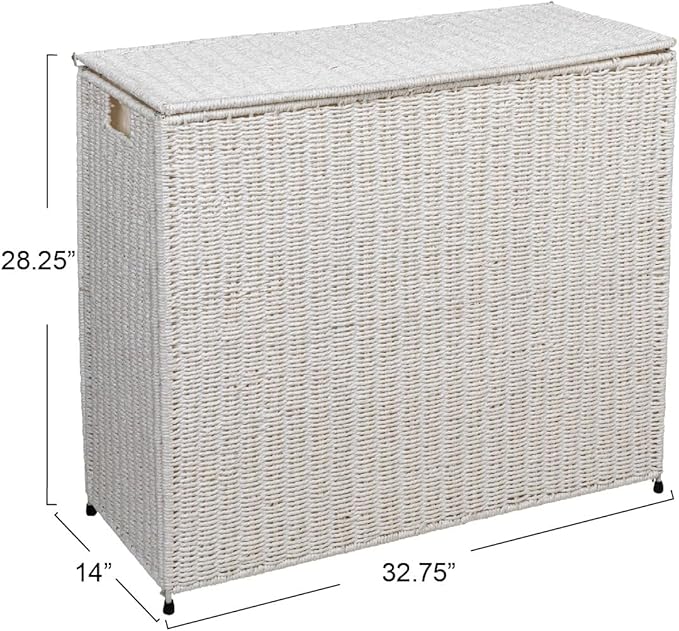 Household Essentials 3 Compartment Laundry Sorter, Wicker Laundry Sorter