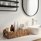 3Pack Toilet Paper Basket for Organizing Scalloped Edge Wicker Basket with Handles Toilet Tank Paper Holder Storage for Bathroom Bedroom Countertop Shelf Decor(Brown,Water Hyacinth)