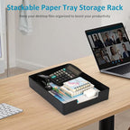 Letter-Size Paper Tray Organizer/Office Organizers/Rectangular Plastic Files/Desk Accessories, Plastic Paper Holder File Organizer for Office, School, Home Storage (Black)/Stackable/