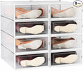 8 Pack Clear Boot Boxes Stackable, Boot Storage Boxes for Tall Boots, Shoes Box Plastic Oragnizer with Lids, Shoes Organizer Container for Closet, Under Bed Boot Storage