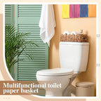 3Pack Toilet Paper Basket for Organizing Scalloped Edge Wicker Basket with Handles Toilet Tank Paper Holder Storage for Bathroom Bedroom Countertop Shelf Decor(Brown,Water Hyacinth)