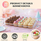 (24 Count x 20 Sets Plastic Cupcake Containers with Liners, Clear Cupcake Holder with Lids, Disposable Cupcake Carrier for Bakery, Cupcake Storage Box for Parties, Bake Sale Packaging